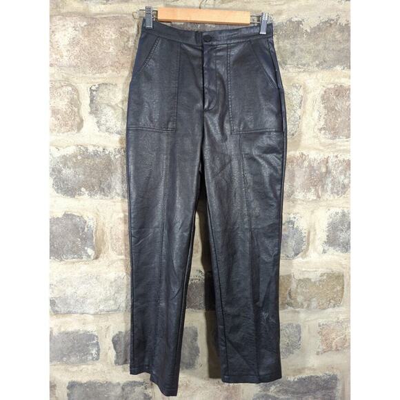 Princess Polly Encore Faux Leather Pants Woman's 4 High Rise Straight Leg Rocker - Picture 2 of 11